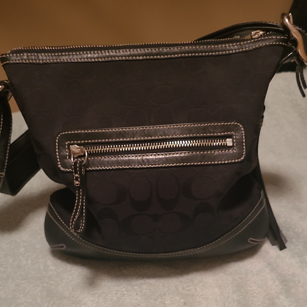 Coach Vintage Black Crossbody Bag with Silver Accents